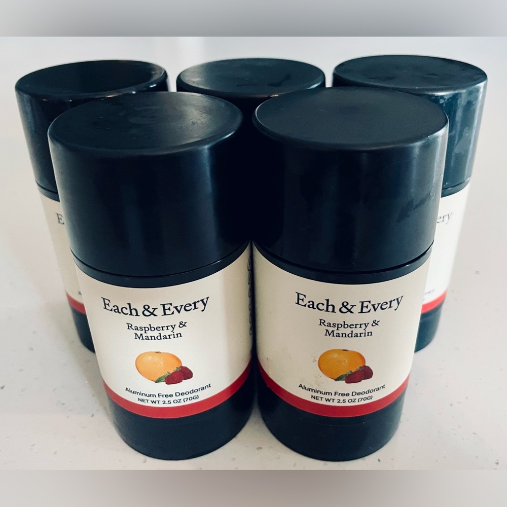 5 New Each & Every Raspberry & Mandarin Aluminum Free Deodorant 2.5 oz.